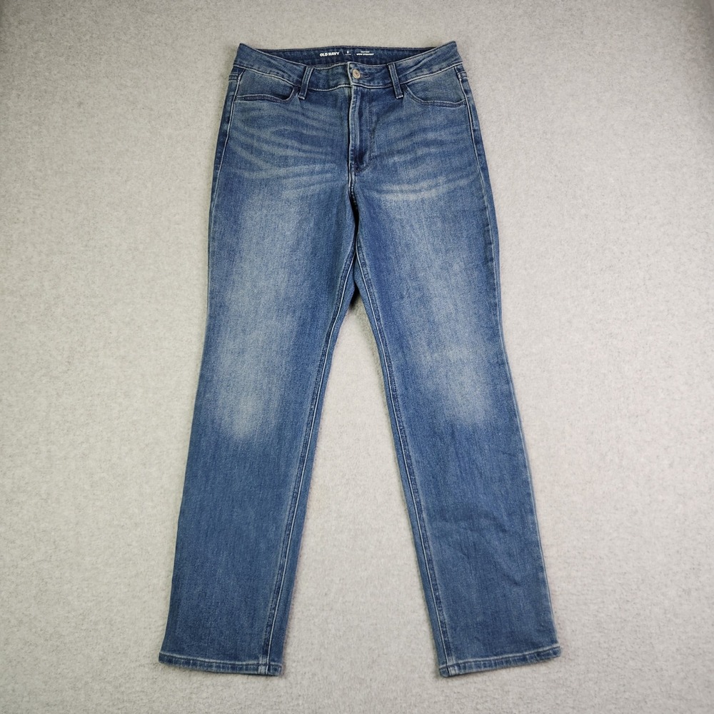 Old Navy Jeans Women 8P Blue Denim‎ Medium Wash Stretch High Rise Wow Straight
